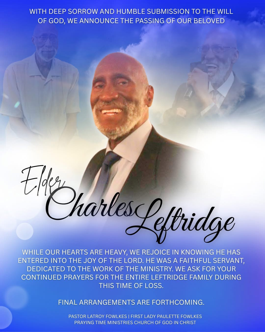 Heartfelt Prayer for My Late Grandfather Elder Charles Theodore Leftridge